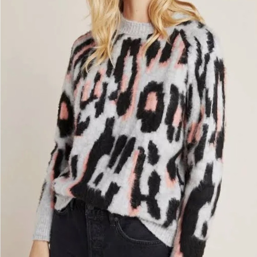 Anthropologie Gisella Cheetah Pullover Sweater Size XS